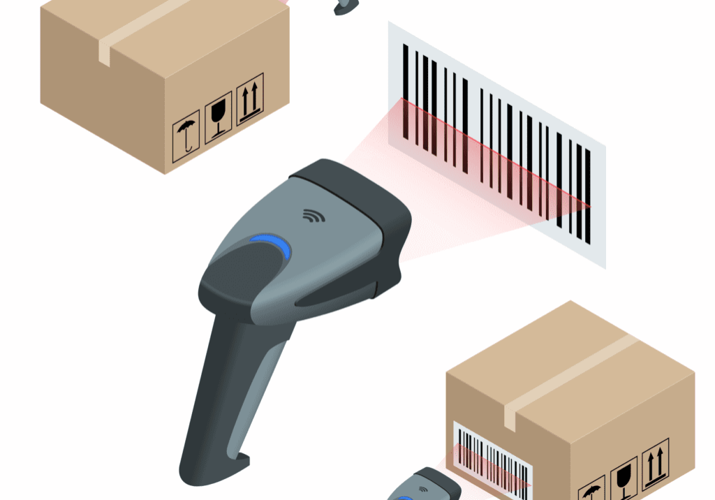 Image of box with bar code scanner
